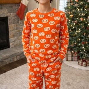 Cat & Jack Orange Pumpkin Pajama Set